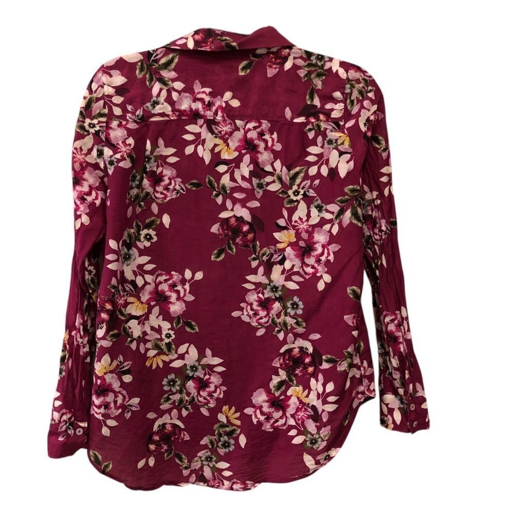 White House Black Market Women’s Too Sz 4 Pink Floral Long Sleeve Button Down - Picture 3 of 6